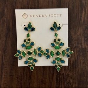 Kendra Scott Teal and Emerald Drop Earrings